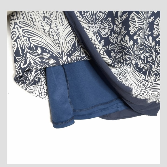 Lulus Riverside State Blue Floral Print Shift Dress Short Sleeve Mini Length - Picture 10 of 16
